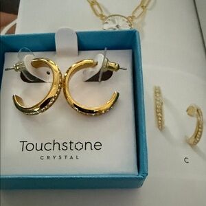 Touchstone Crystal Gold Crescent Earrings